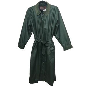 Vintage Woolrich Green Corduroy Trim Belted Trench Coat